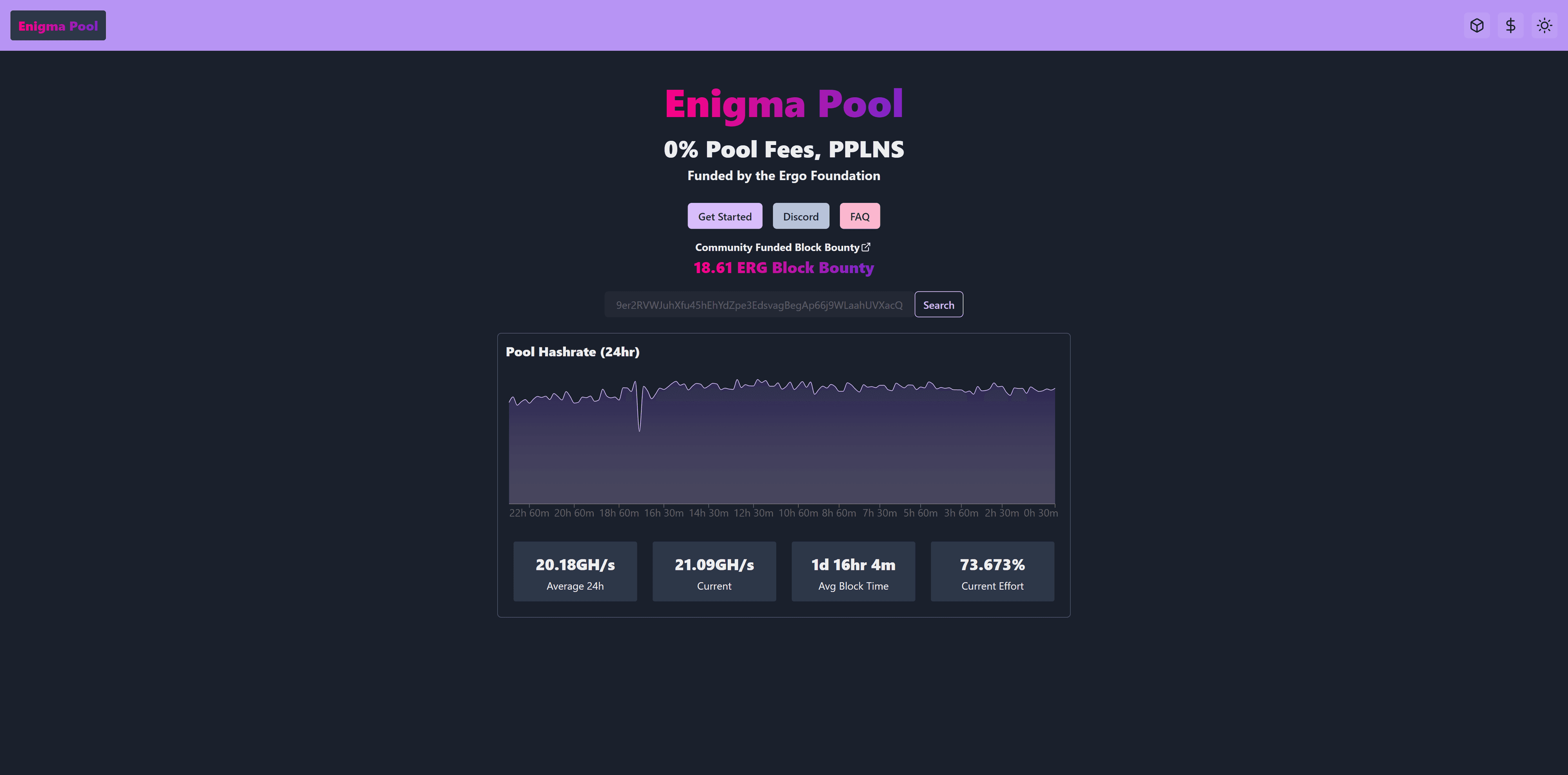 enigmapool website screenshot